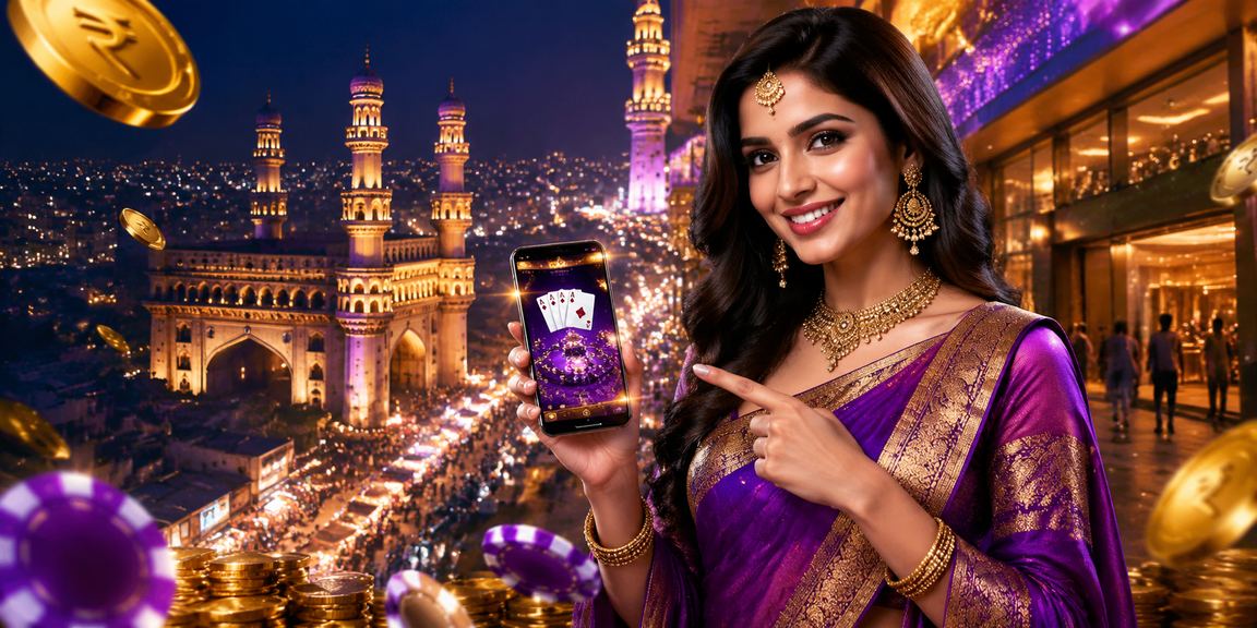 Playing Andar Bahar online in Hyderabad with Charminar backdrop